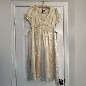 🌸3 for $20🌸 Nelli USA by Janice 100% Silk Ivory Dress Midi Fairycore Sz XS